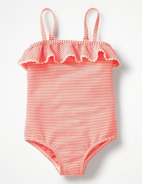 Frill Detail Swimsuit - Neon Grapefruit Orange/Ivory Frill Detail Swimsuit - Neon Grapefruit Orange/Ivory
