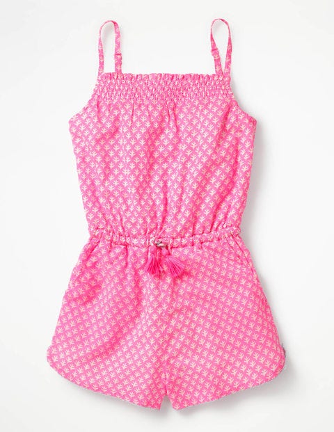 Strappy Woven Playsuit - Knockout Pink/Ivory Geo Coral Strappy Woven Playsuit - Knockout Pink/Ivory Geo Coral