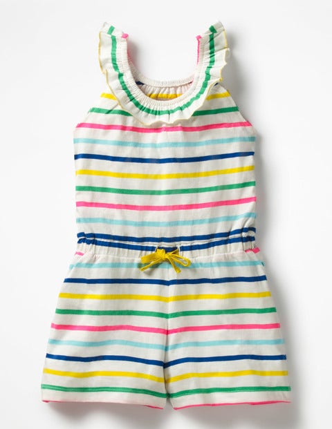 Printed Jersey Romper - Neon Rainbow Multi Stripe Printed Jersey Romper - Neon Rainbow Multi Stripe