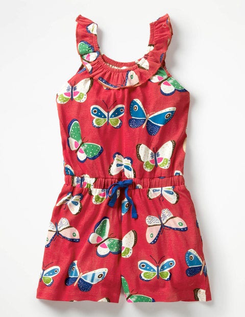 Printed Jersey Playsuit - Raspberry Butterflies Printed Jersey Playsuit - Raspberry Butterflies
