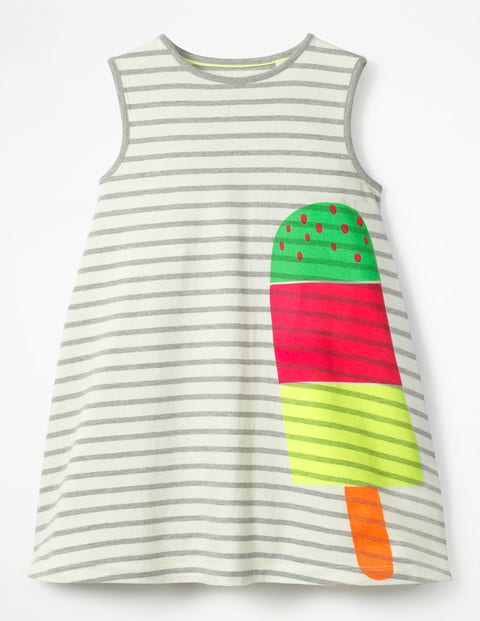 Bright Print Holiday Dress - Ivory/Grey Marl Stripe Bright Print Holiday Dress - Ivory/Grey Marl Stripe