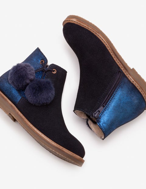 Wildlederstiefel mit Bommeln - Navy Wildlederstiefel mit Bommeln - Navy