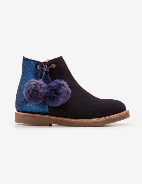 Wildlederstiefel mit Bommeln - Navy Wildlederstiefel mit Bommeln - Navy