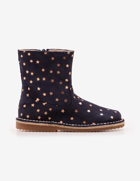 Short Leather Boots - Navy Short Leather Boots - Navy