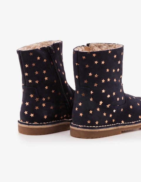 Short Leather Boots - Navy Short Leather Boots - Navy