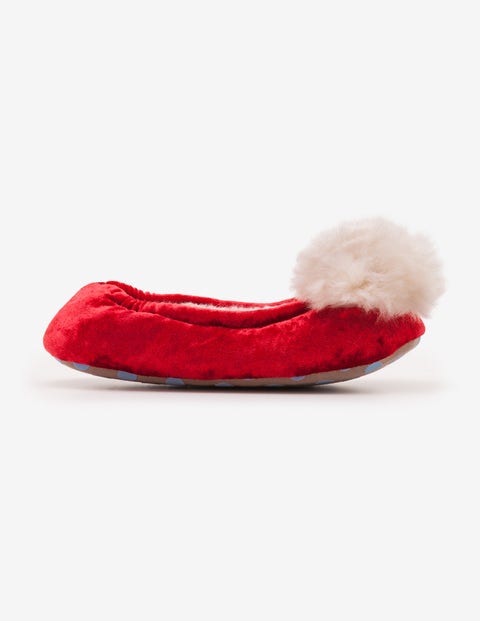 Pompom Slippers - Polish Red Pompom Slippers - Polish Red