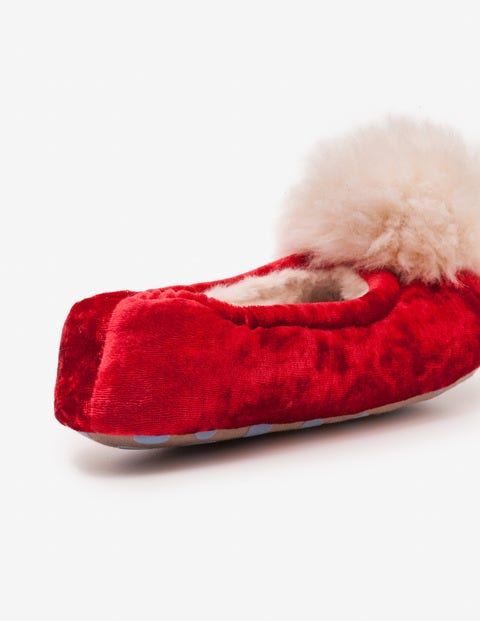 Pompom Slippers - Polish Red Pompom Slippers - Polish Red