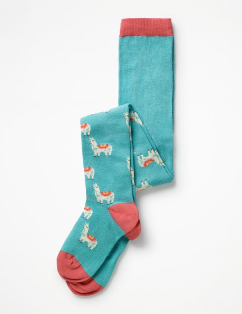Patterned Tights - Aquamarine Llama Patterned Tights - Aquamarine Llama