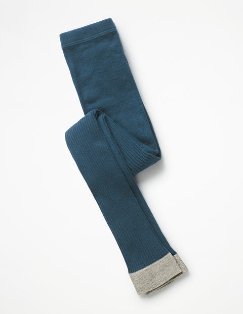 Ribbed Footless Tights - Drummer Blue Ribbed Footless Tights - Drummer Blue