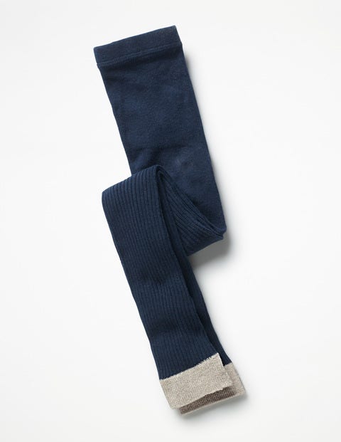 Ribbed Footless Tights - Navy Ribbed Footless Tights - Navy