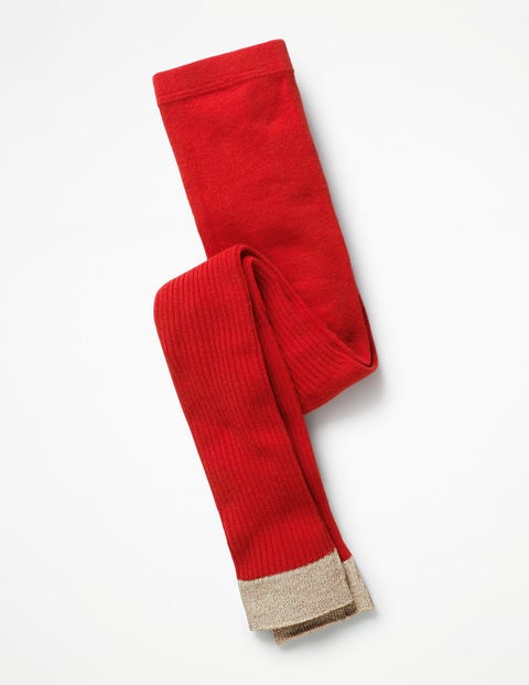 Ribbed Footless Tights - Polish Red Ribbed Footless Tights - Polish Red