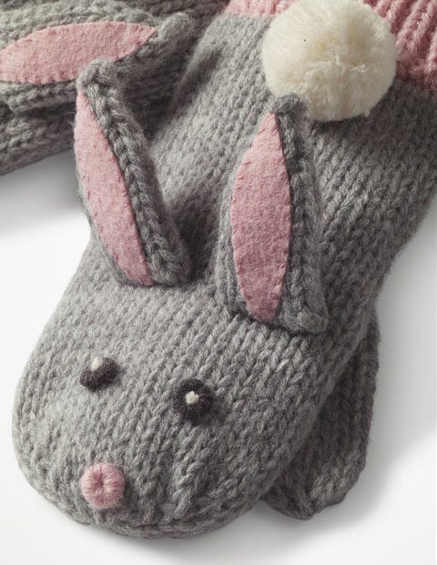 Bunny Mittens - Grey Marl Bunny Mittens - Grey Marl