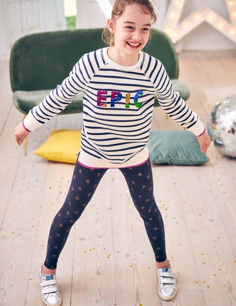Fun Leggings - School Navy/Gold Glitter Heart Fun Leggings - School Navy/Gold Glitter Heart
