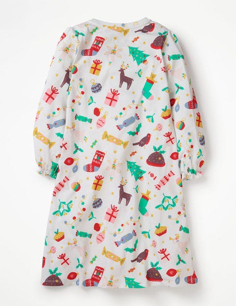 Printed Nightgown - Ivory Festive Fun Printed Nightgown - Ivory Festive Fun