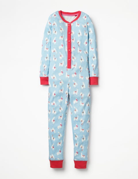 Cosy All-In-One Pajamas - Ice Blue Llamas Cosy All-In-One Pajamas - Ice Blue Llamas