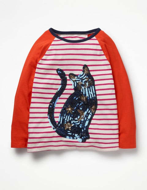 Spooky Sequin T-Shirt - Pop Pink/Ecru Cat Spooky Sequin T-Shirt - Pop Pink/Ecru Cat