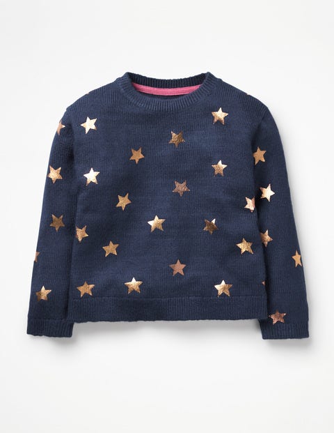 Foil Star Jumper - Navy Rose Gold Stars Foil Star Jumper - Navy Rose Gold Stars
