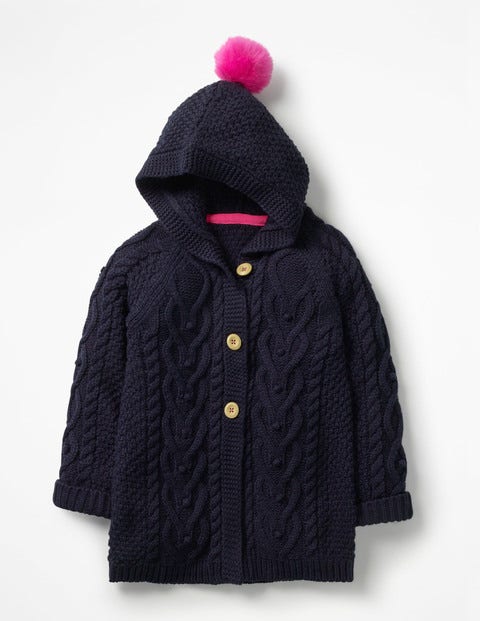 Long Cable Cardigan - School Navy Long Cable Cardigan - School Navy