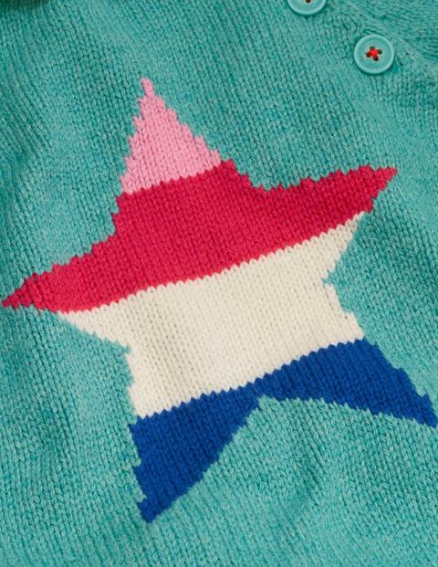Colourful Knitted Sweater - Aquamarine Green Star Colourful Knitted Sweater - Aquamarine Green Star
