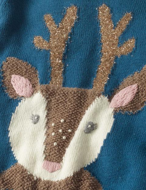 Knitted Character Jumper - Drummer Blue Reindeer Knitted Character Jumper - Drummer Blue Reindeer