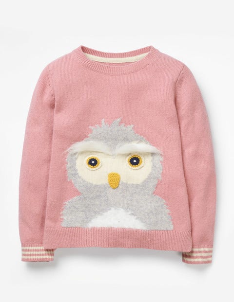 Knitted Character Sweater - Vintage Pink Owl Knitted Character Sweater - Vintage Pink Owl