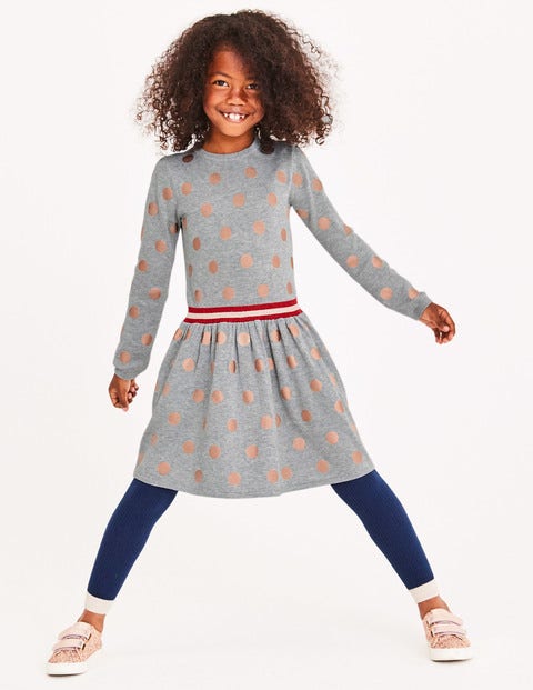 Foil Spot Knitted Dress - Grey Marl Foil Spots Foil Spot Knitted Dress - Grey Marl Foil Spots