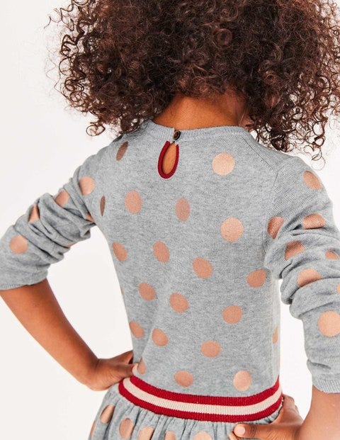 Foil Spot Knitted Dress - Grey Marl Foil Spots Foil Spot Knitted Dress - Grey Marl Foil Spots