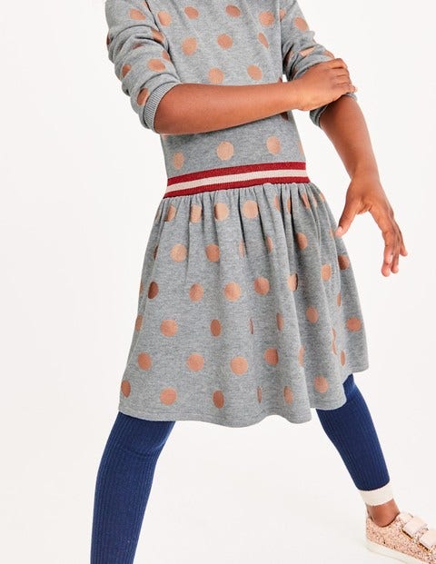 Foil Spot Knitted Dress - Grey Marl Foil Spots Foil Spot Knitted Dress - Grey Marl Foil Spots