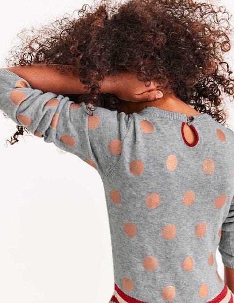 Foil Spot Knitted Dress - Grey Marl Foil Spots Foil Spot Knitted Dress - Grey Marl Foil Spots