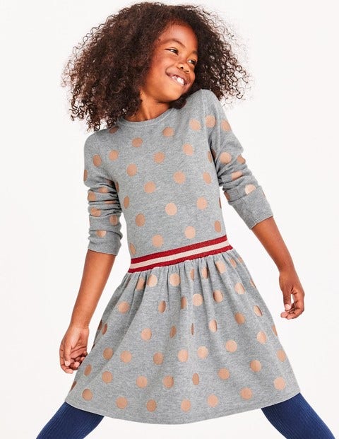 Foil Spot Knitted Dress - Grey Marl Foil Spots Foil Spot Knitted Dress - Grey Marl Foil Spots