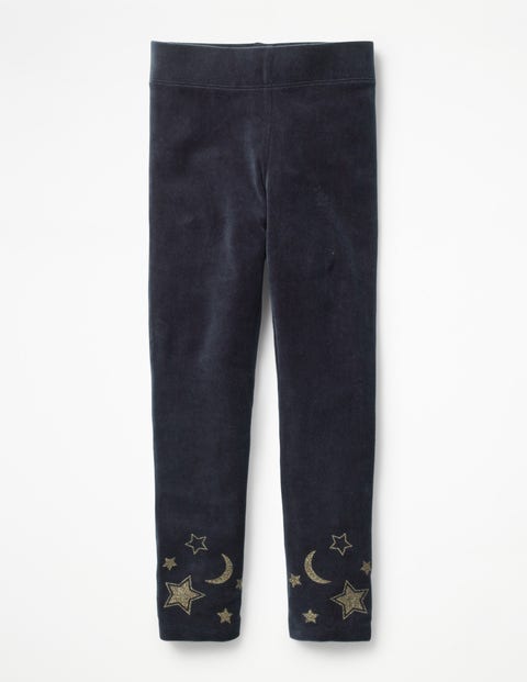 Embellished Velvet Leggings - Whale Grey Moon & Stars Embellished Velvet Leggings - Whale Grey Moon & Stars