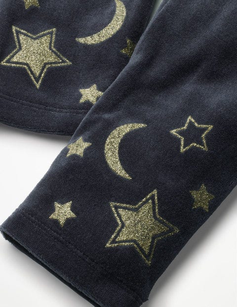 Embellished Velvet Leggings - Whale Grey Moon & Stars Embellished Velvet Leggings - Whale Grey Moon & Stars