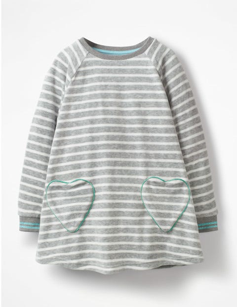 Tunique En Velours À Poche Cœur - Gris lavande gris chiné/écru Tunique En Velours À Poche Cœur - Gris lavande gris chiné/écru
