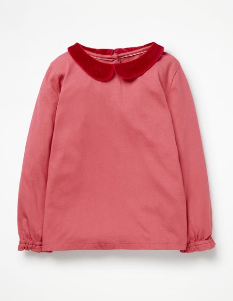 Detailed Collar Top - Rosette Pink Velvet Collar Detailed Collar Top - Rosette Pink Velvet Collar