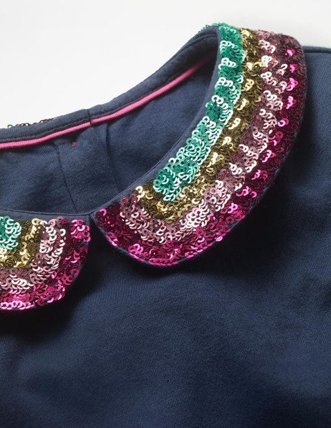 Detailed Collar Top - Navy Sequin Collar Detailed Collar Top - Navy Sequin Collar