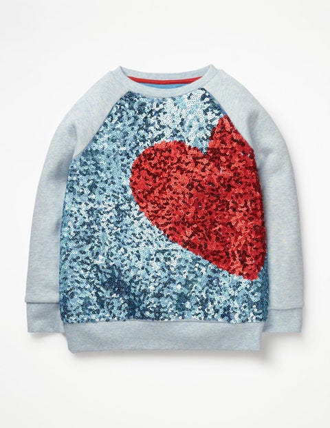 Sequin Raglan Sweatshirt - Delphinium Blue Heart Sequin Raglan Sweatshirt - Delphinium Blue Heart
