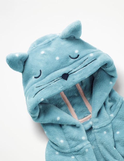 Novelty Dressing Gown - Ice Blue Spot Cat Novelty Dressing Gown - Ice Blue Spot Cat