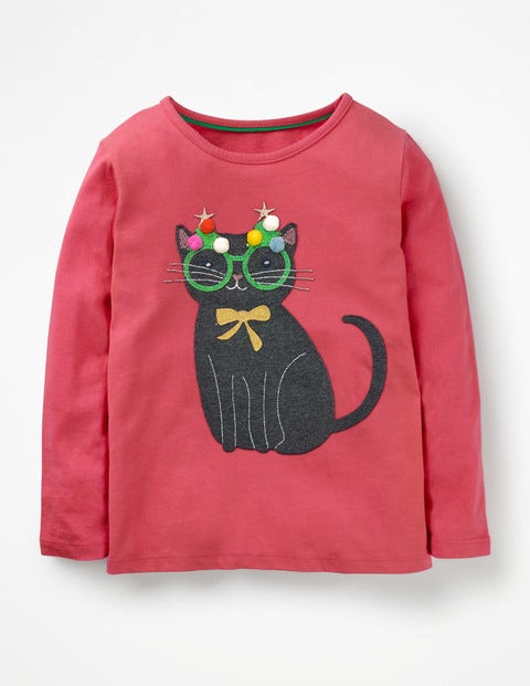 Festive Animals T-Shirt - Rosette Pink Cat Festive Animals T-Shirt - Rosette Pink Cat
