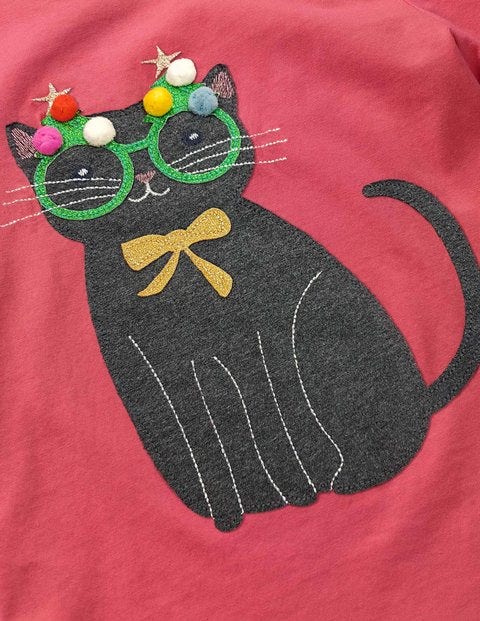 Festive Animals T-Shirt - Rosette Pink Cat Festive Animals T-Shirt - Rosette Pink Cat