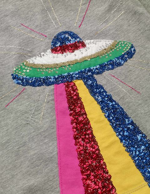 Sequin Appliqué T-Shirt - Grey Marl Space Ship Sequin Appliqué T-Shirt - Grey Marl Space Ship