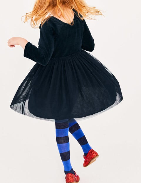 Velvet Novelty Dress - Midnight Blue Cat Velvet Novelty Dress - Midnight Blue Cat