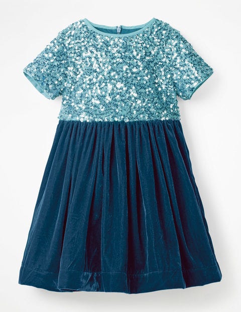Velvet Sequin Party Dress - Drummer Blue Velvet Sequin Party Dress - Drummer Blue