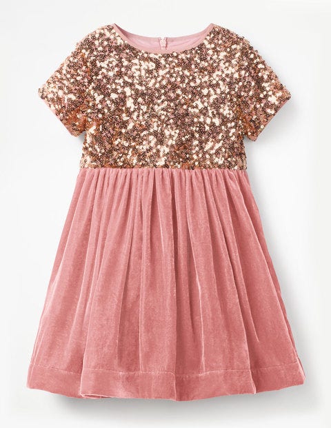 Velvet Sequin Party Dress - Vintage Pink Velvet Sequin Party Dress - Vintage Pink