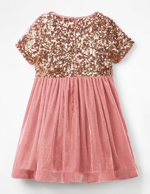 Velvet Sequin Party Dress - Vintage Pink Velvet Sequin Party Dress - Vintage Pink
