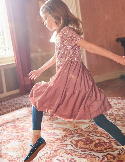 Velvet Sequin Party Dress - Vintage Pink Velvet Sequin Party Dress - Vintage Pink