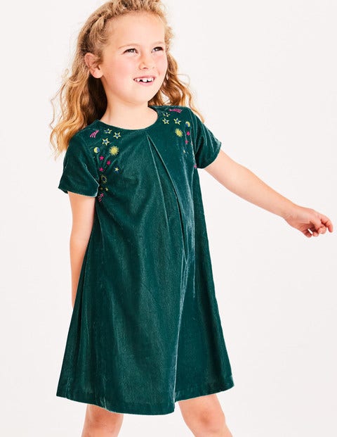 Velvet Space Embroidered Dress - Drake Green Velvet Space Embroidered Dress - Drake Green