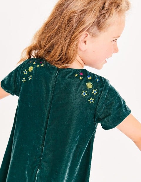 Velvet Space Embroidered Dress - Drake Green Velvet Space Embroidered Dress - Drake Green