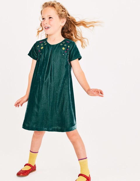 Velvet Space Embroidered Dress - Drake Green Velvet Space Embroidered Dress - Drake Green
