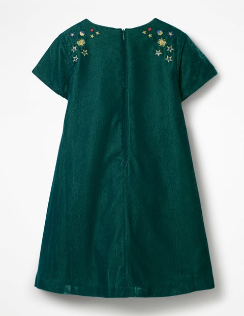 Velvet Space Embroidered Dress - Drake Green Velvet Space Embroidered Dress - Drake Green