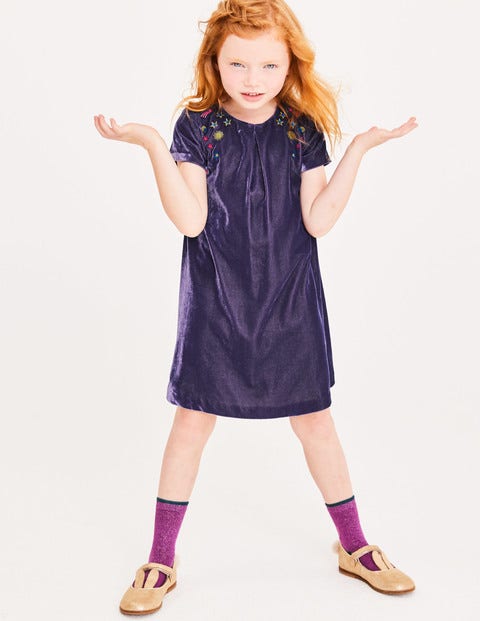 Velvet Space Embroidered Dress - Winter Purple Velvet Space Embroidered Dress - Winter Purple